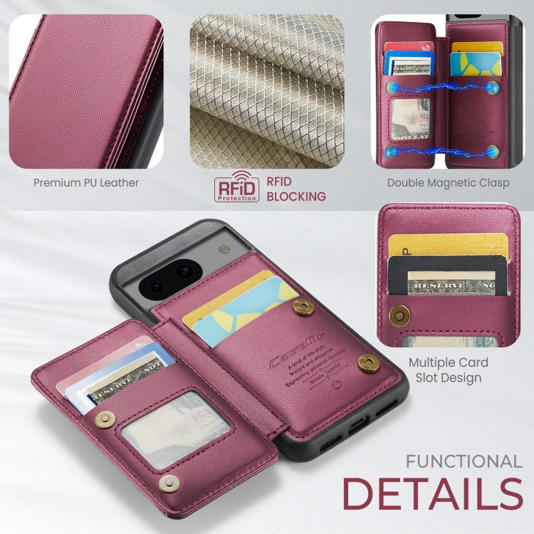 For Google Pixel 8a CaseMe C22 Card Slots Holder RFID Anti-theft Phone Case(Wine Red) - Google Cases by CaseMe | Online Shopping UK | buy2fix