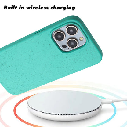 For iPhone 12 Pro Max Wheat MagSafe Magnetic Straw Material + TPU Phone Case(Green) - iPhone 12 Pro Max Cases by buy2fix | Online Shopping UK | buy2fix