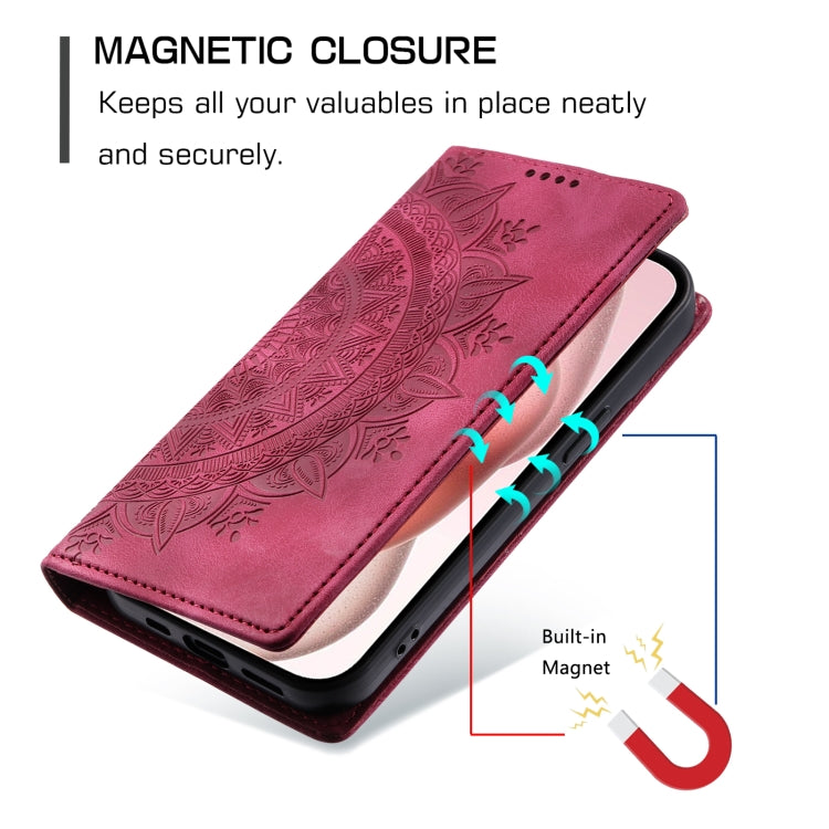 For iPhone 16 Pro Totem Embossed Magnetic Leather Phone Case(Red) - iPhone 16 Pro Cases by buy2fix | Online Shopping UK | buy2fix