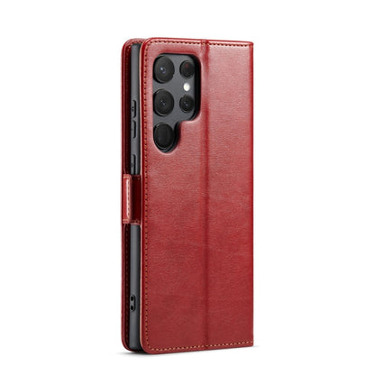 For Samsung Galaxy S24 Ultra 5G Fierre Shann PU Genuine Leather Texture Phone Case(Red) - Galaxy S24 Ultra 5G Cases by FIERRE SHANN | Online Shopping UK | buy2fix