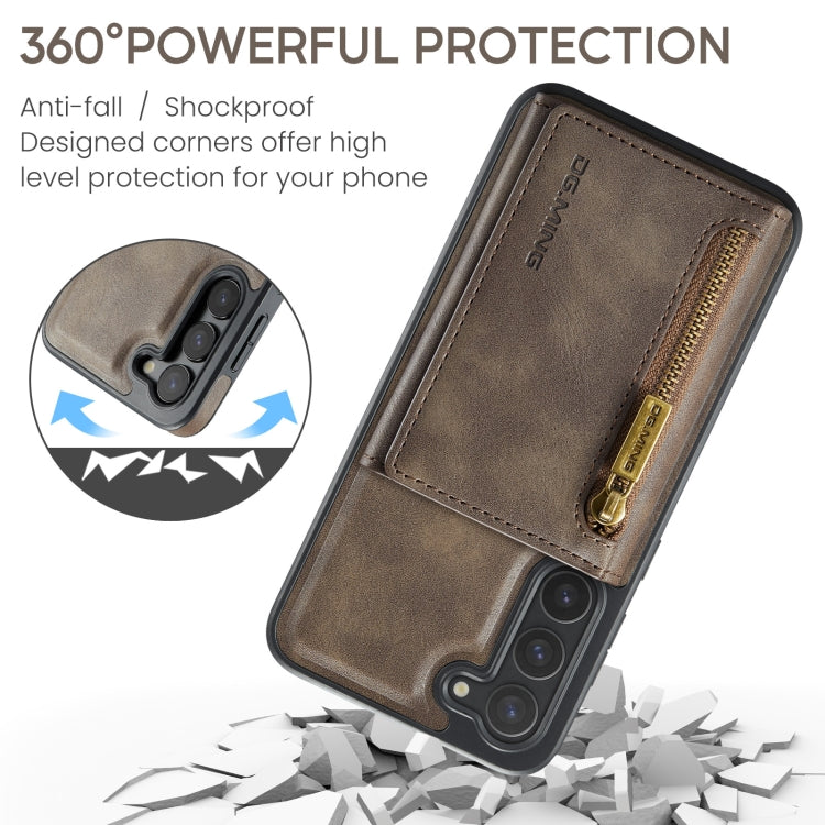 For Samsung Galaxy S23+ DG.MING M5 Series Zip RFID Multi Card Detachable Leather Phone Case(Coffee) - Galaxy S23+ 5G Cases by DG.MING | Online Shopping UK | buy2fix