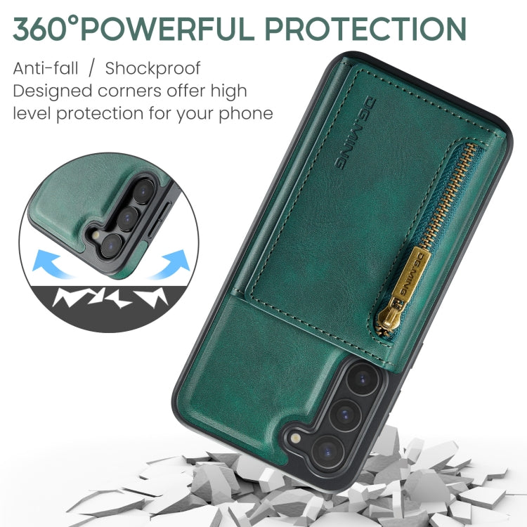 For Samsung Galaxy S23+ DG.MING M5 Series Zip RFID Multi Card Detachable Leather Phone Case(Green) - Galaxy S23+ 5G Cases by DG.MING | Online Shopping UK | buy2fix