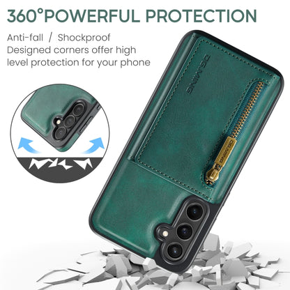 For Samsung Galaxy S24+ 5G DG.MING M5 Series Zip RFID Multi Card Detachable Leather Phone Case(Green) - Galaxy S24+ 5G Cases by DG.MING | Online Shopping UK | buy2fix