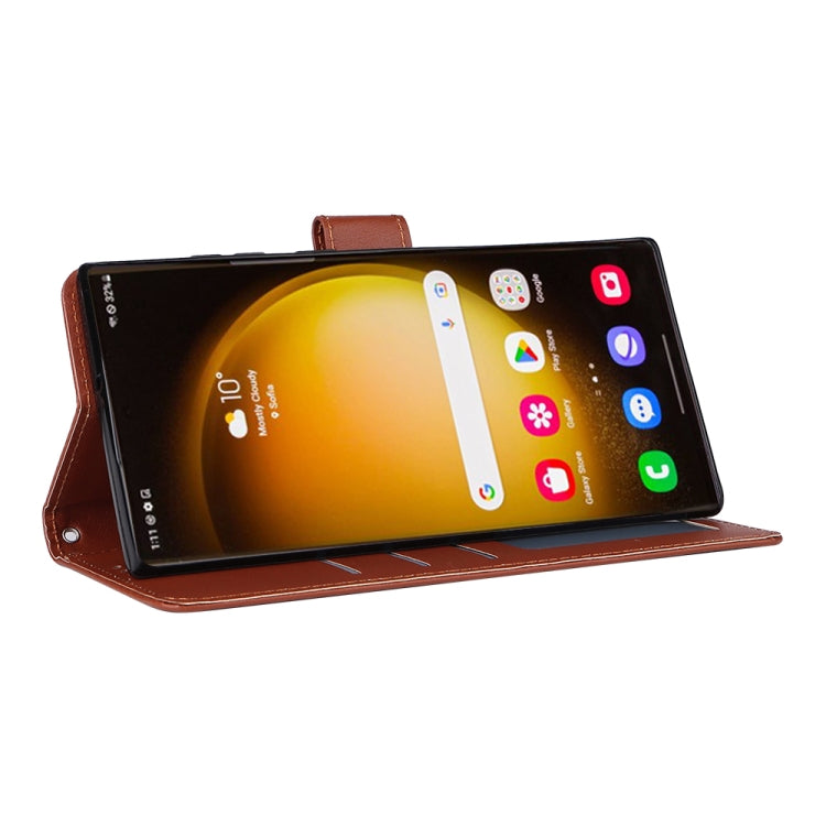 For Samsung Galaxy S24 Ultra 5G 3-Card Slots Multifunctional Leather Phone Case(Brown) - Galaxy S24 Ultra 5G Cases by buy2fix | Online Shopping UK | buy2fix