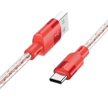 hoco X99 Crystal Junction 3A USB to USB-C / Type-C Silicone Charging Data Cable, Length:1m(Red) - USB-C & Type-C Cable by hoco | Online Shopping UK | buy2fix