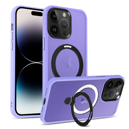 For iPhone 14 Pro Max MagSafe Holder Skin-feel PC Hybrid TPU Phone Case(Purple) - iPhone 14 Pro Max Cases by buy2fix | Online Shopping UK | buy2fix