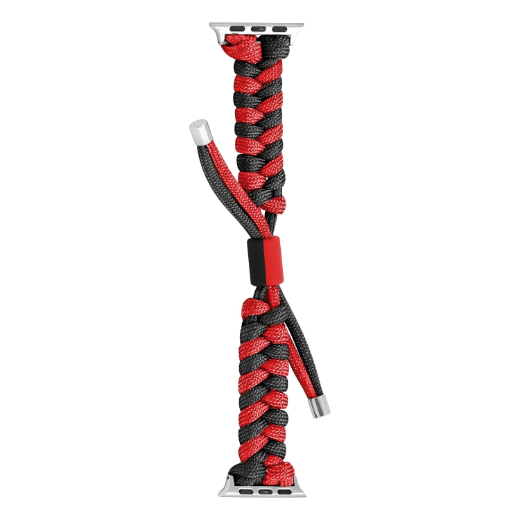 For Apple Watch Ultra 2 49mm Paracord Fishtail Braided Silicone Bead Watch Band(Black Red) - Watch Bands by buy2fix | Online Shopping UK | buy2fix