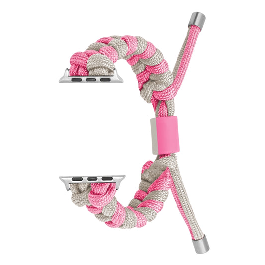 For Apple Watch Ultra 2 49mm Paracord Fishtail Braided Silicone Bead Watch Band(Pink Grey) - Watch Bands by buy2fix | Online Shopping UK | buy2fix