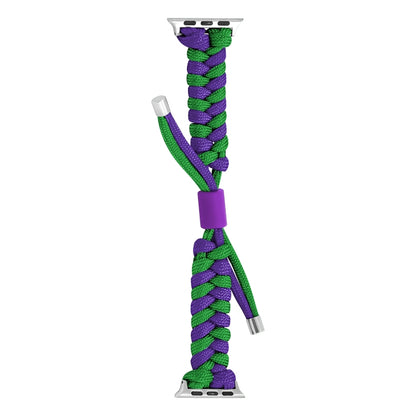 For Apple Watch Ultra 2 49mm Paracord Fishtail Braided Silicone Bead Watch Band(Dark Purple Green) - Watch Bands by buy2fix | Online Shopping UK | buy2fix