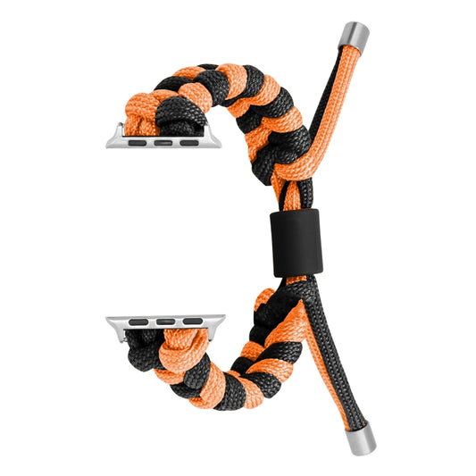 For Apple Watch Ultra 49mm Paracord Fishtail Braided Silicone Bead Watch Band(Black Orange) - Watch Bands by buy2fix | Online Shopping UK | buy2fix