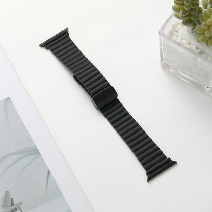 For Apple Watch Series 6 40mm Water Ripple Magnetic Folding Buckle Watch Band, Style: Bold Version(Black) - Watch Bands by buy2fix | Online Shopping UK | buy2fix