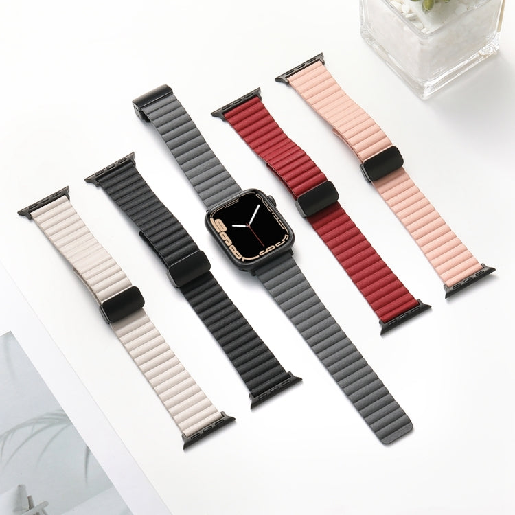 For Apple Watch Series 6 40mm Water Ripple Magnetic Folding Buckle Watch Band, Style: Bold Version(Black) - Watch Bands by buy2fix | Online Shopping UK | buy2fix