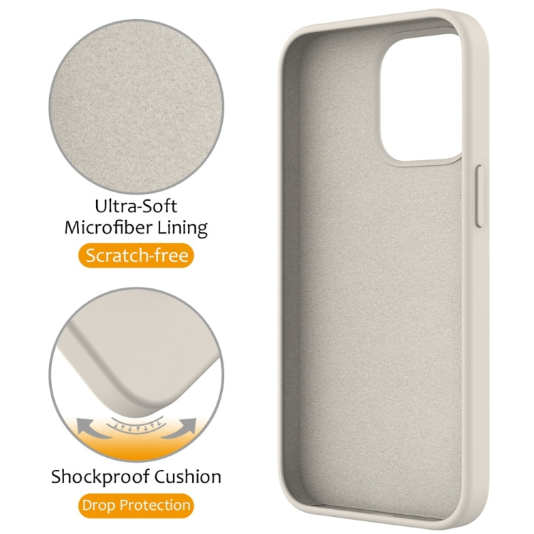 For iPhone 16 Pro Max Liquid Silicone MagSafe Magnetic Phone Case with Ring Holder(Antique White) - iPhone 16 Pro Max Cases by buy2fix | Online Shopping UK | buy2fix