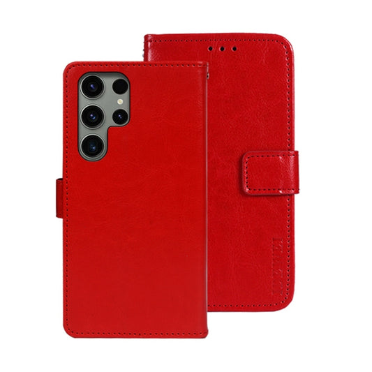 For Samsung Galaxy S24 Ultra 5G idewei Crazy Horse Texture Leather Phone Case(Red) - Galaxy S24 Ultra 5G Cases by idewei | Online Shopping UK | buy2fix