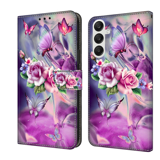 For Samsung Galaxy A35 5G Crystal 3D Shockproof Protective Leather Phone Case(Butterfly) - Galaxy Phone Cases by buy2fix | Online Shopping UK | buy2fix