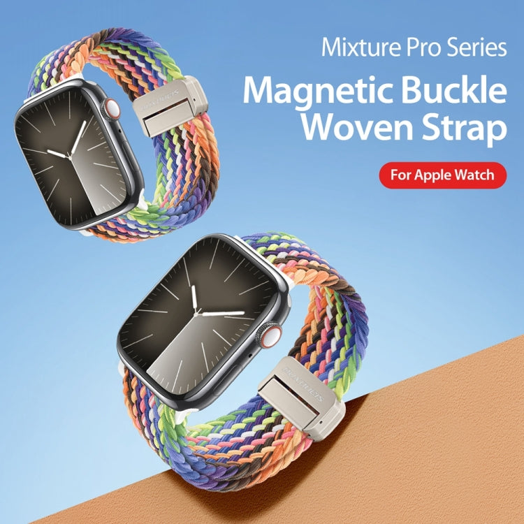 For Apple Watch Series 7 45mm DUX DUCIS Mixture Pro Series Magnetic Buckle Nylon Braid Watch Band(New Rainbow) - Watch Bands by DUX DUCIS | Online Shopping UK | buy2fix