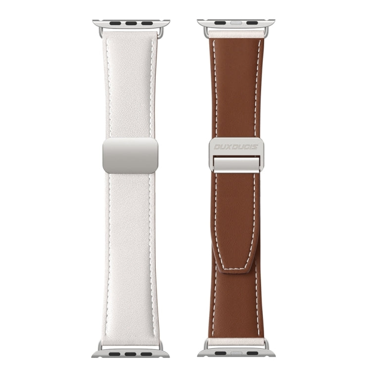 For Apple Watch Series 8 41mm DUX DUCIS YA Series Magnetic Buckle Genuine Leather Watch Band(White) - Watch Bands by DUX DUCIS | Online Shopping UK | buy2fix