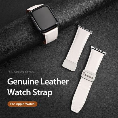 For Apple Watch Series 8 41mm DUX DUCIS YA Series Magnetic Buckle Genuine Leather Watch Band(White) - Watch Bands by DUX DUCIS | Online Shopping UK | buy2fix