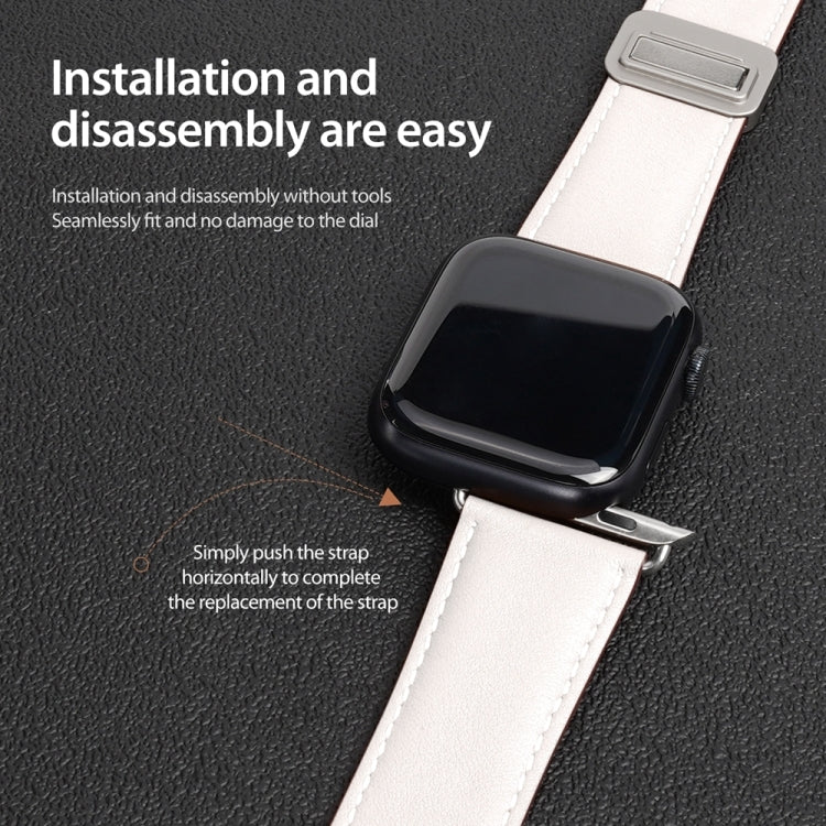 For Apple Watch Series 8 41mm DUX DUCIS YA Series Magnetic Buckle Genuine Leather Watch Band(White) - Watch Bands by DUX DUCIS | Online Shopping UK | buy2fix