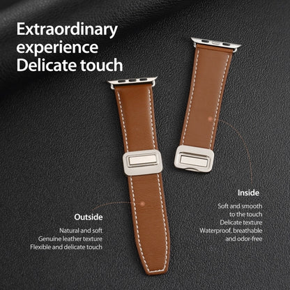 For Apple Watch SE 2022 40mm DUX DUCIS YA Series Magnetic Buckle Genuine Leather Watch Band(Brown) - Watch Bands by DUX DUCIS | Online Shopping UK | buy2fix