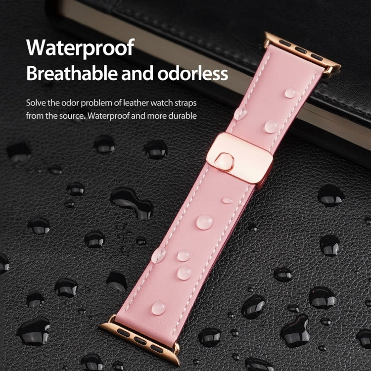 For Apple Watch SE 2022 40mm DUX DUCIS YA Series Magnetic Buckle Genuine Leather Watch Band(Pink) - Watch Bands by DUX DUCIS | Online Shopping UK | buy2fix