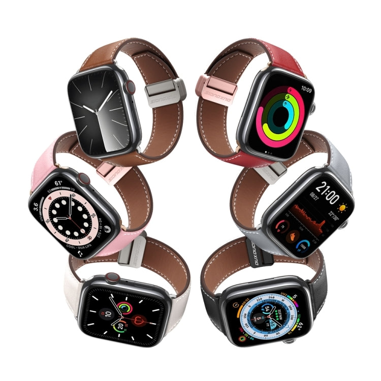 For Apple Watch Series 6 44mm DUX DUCIS YA Series Magnetic Buckle Genuine Leather Watch Band(Pink) - Watch Bands by DUX DUCIS | Online Shopping UK | buy2fix