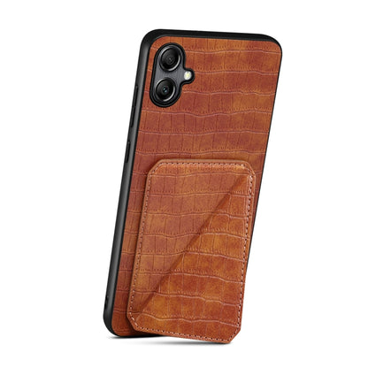 For Samsung Galaxy A24 4G Denior Imitation Crocodile Leather Back Phone Case with Holder(Brown) - Galaxy Phone Cases by Denior | Online Shopping UK | buy2fix