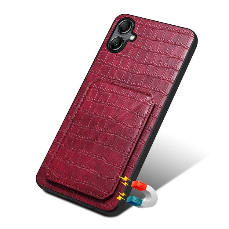 For Samsung Galaxy S23+ 5G Denior Imitation Crocodile Leather Back Phone Case with Holder(Rose Red) - Galaxy S23+ 5G Cases by Denior | Online Shopping UK | buy2fix