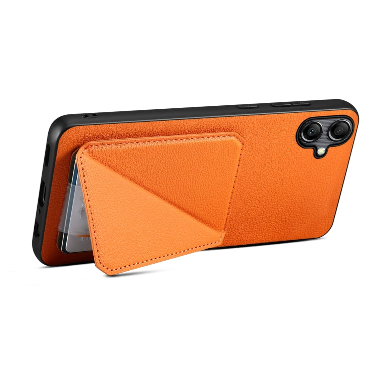 For Samsung Galaxy A05Gs Denior Imitation Calf Leather Back Phone Case with Holder(Orange) - Galaxy Phone Cases by Denior | Online Shopping UK | buy2fix