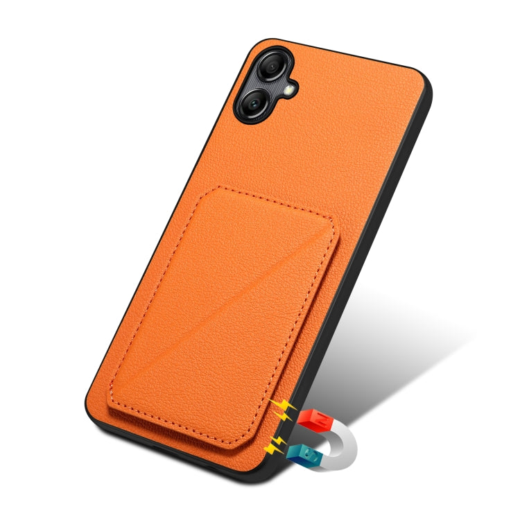 For Samsung Galaxy A05Gs Denior Imitation Calf Leather Back Phone Case with Holder(Orange) - Galaxy Phone Cases by Denior | Online Shopping UK | buy2fix