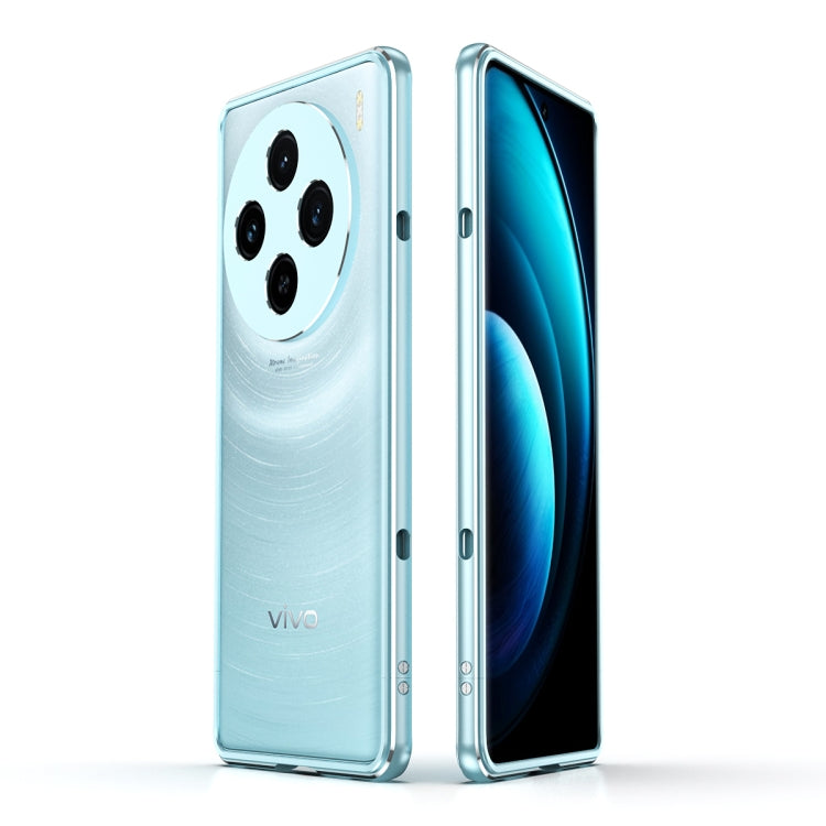 For vivo X100 Aurora Series Metal Frame Phone Case(Blue+Silver) - vivo Cases by imak | Online Shopping UK | buy2fix