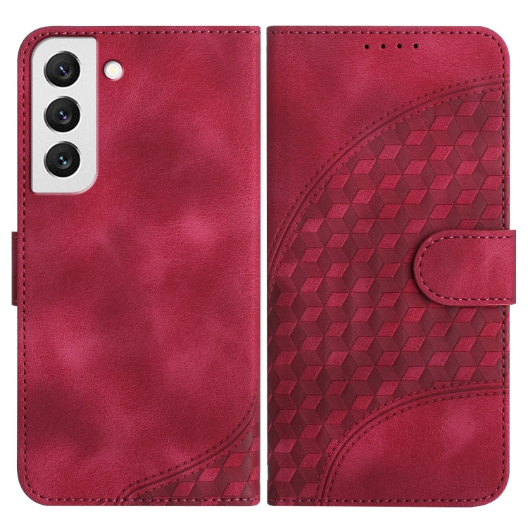 For Samsung Galaxy S22 5G YX0060 Elephant Head Embossed Phone Leather Case with Lanyard(Rose Red) - Galaxy S22 5G Cases by buy2fix | Online Shopping UK | buy2fix