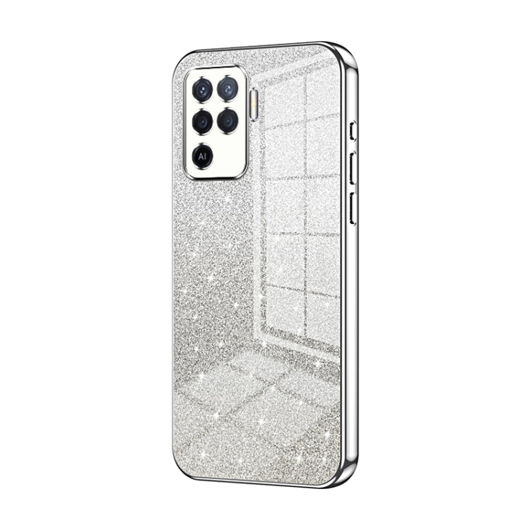 For OPPO A94 4G Gradient Glitter Powder Electroplated Phone Case(Silver) - OPPO Cases by buy2fix | Online Shopping UK | buy2fix