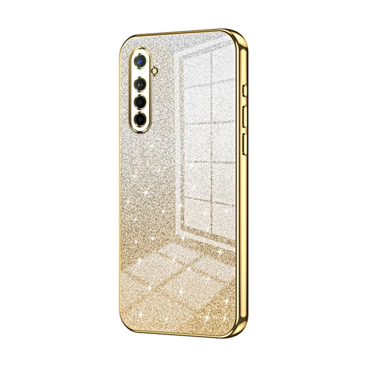 For OPPO K5 / Realme XT/XT 730G Gradient Glitter Powder Electroplated Phone Case(Gold) - OPPO Cases by buy2fix | Online Shopping UK | buy2fix