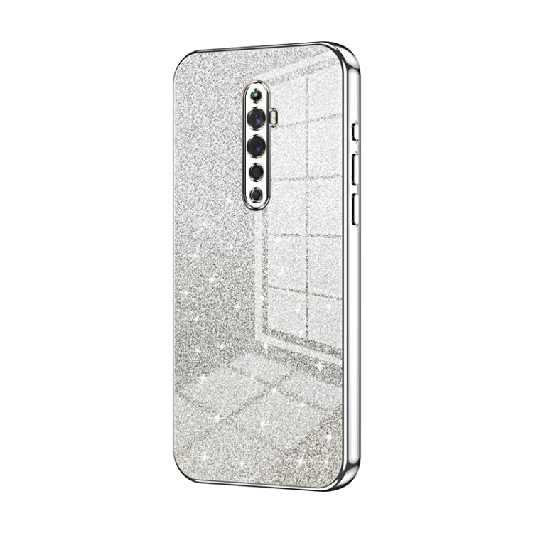 For OPPO Reno2 Z / Reno2 F Gradient Glitter Powder Electroplated Phone Case(Silver) - OPPO Cases by buy2fix | Online Shopping UK | buy2fix