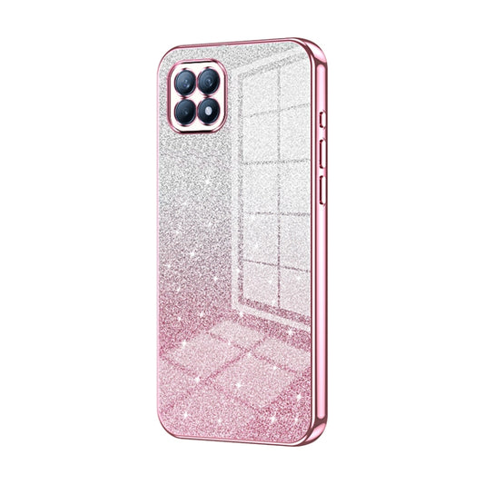For OPPO Reno4 SE Gradient Glitter Powder Electroplated Phone Case(Pink) - OPPO Cases by buy2fix | Online Shopping UK | buy2fix
