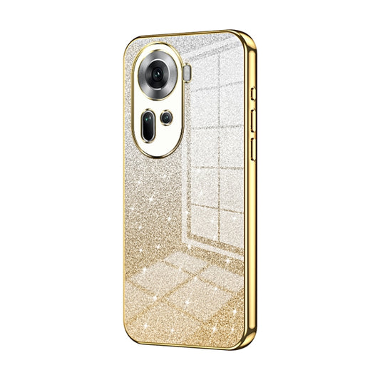 For OPPO Reno11 Global Gradient Glitter Powder Electroplated Phone Case(Gold) - Reno11 Cases by buy2fix | Online Shopping UK | buy2fix