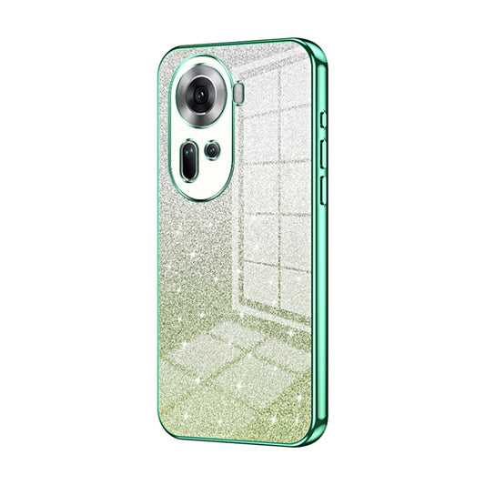 For OPPO Reno11 Global Gradient Glitter Powder Electroplated Phone Case(Green) - Reno11 Cases by buy2fix | Online Shopping UK | buy2fix
