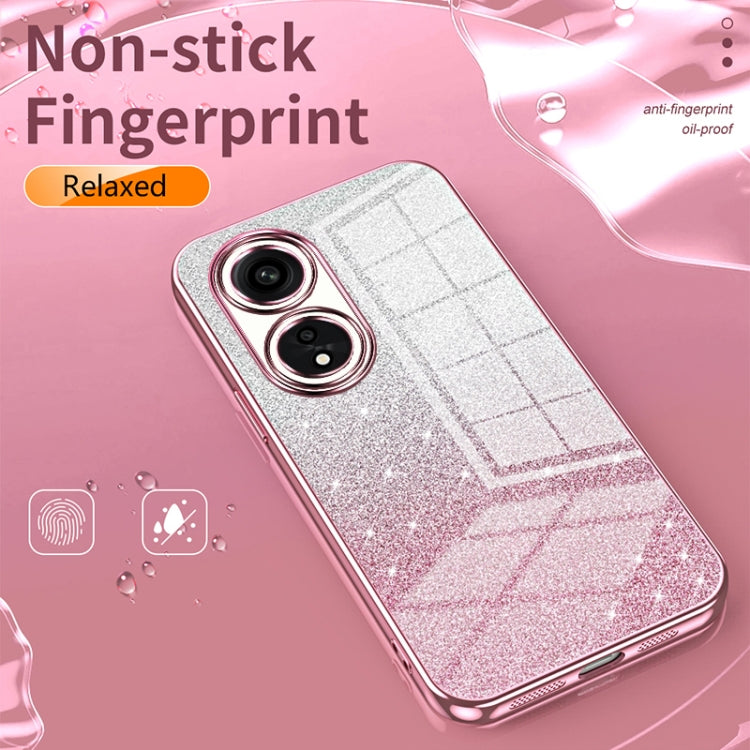 For OPPO A36 / A76 / A96 4G Global Gradient Glitter Powder Electroplated Phone Case(Pink) - OPPO Cases by buy2fix | Online Shopping UK | buy2fix