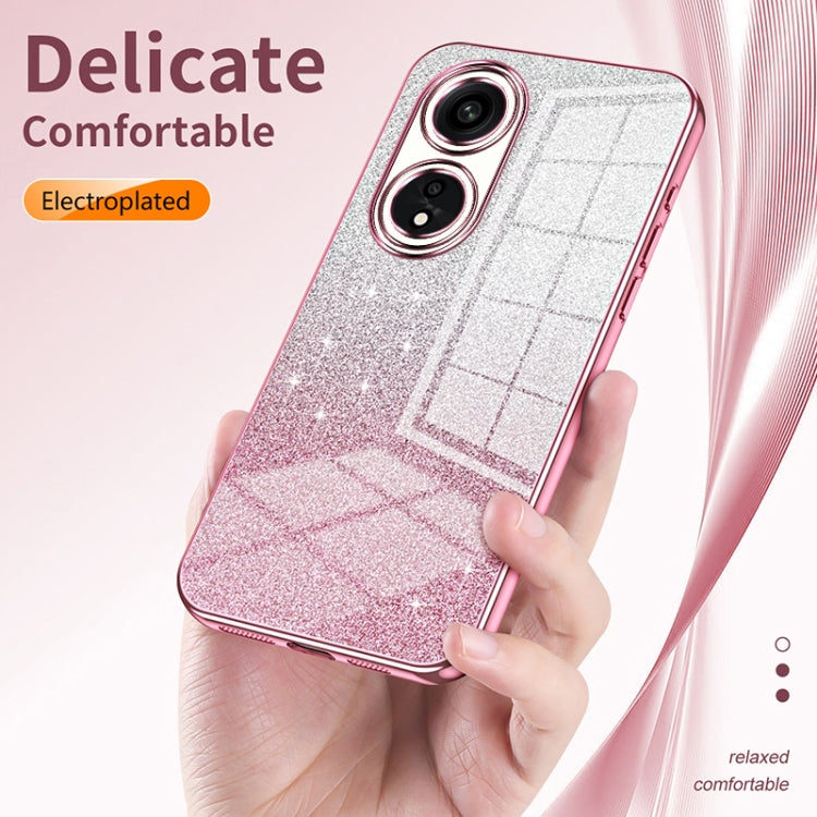 For OPPO Reno6 Indian / Malay Gradient Glitter Powder Electroplated Phone Case(Silver) - OPPO Cases by buy2fix | Online Shopping UK | buy2fix