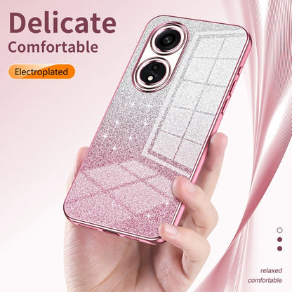 For OPPO Reno3 4G / F15 / A91 Gradient Glitter Powder Electroplated Phone Case(Transparent) - OPPO Cases by buy2fix | Online Shopping UK | buy2fix