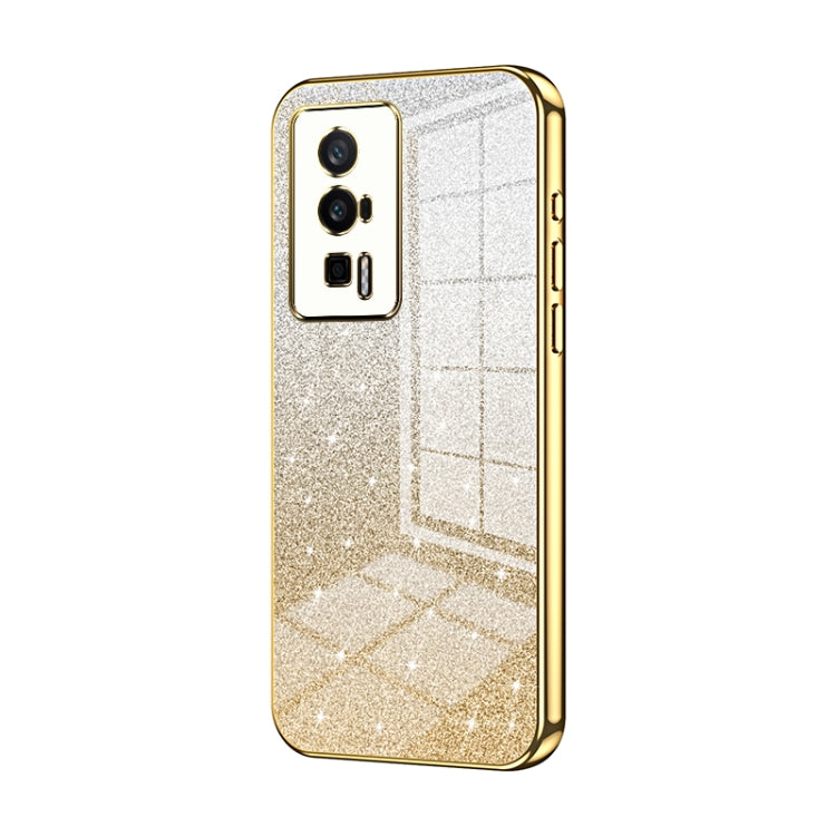 For Xiaomi Redmi K60 / K60 Pro Gradient Glitter Powder Electroplated Phone Case(Gold) - Xiaomi Cases by buy2fix | Online Shopping UK | buy2fix