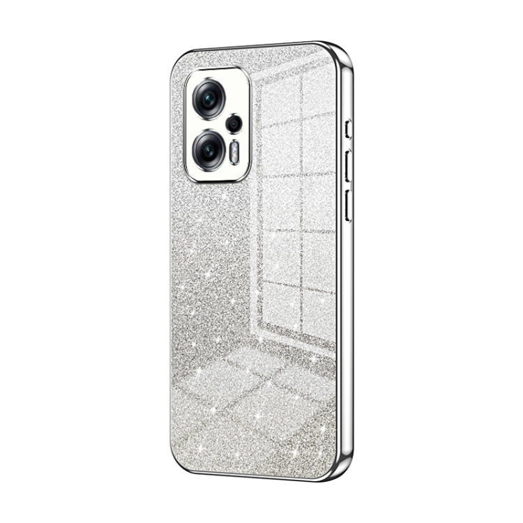 For Xiaomi Redmi Note 11T Pro/Poco X4 GT Gradient Glitter Powder Electroplated Phone Case(Silver) - Xiaomi Cases by buy2fix | Online Shopping UK | buy2fix