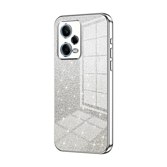 For Xiaomi Redmi Note 12 Pro 5G Gradient Glitter Powder Electroplated Phone Case(Silver) - Xiaomi Cases by buy2fix | Online Shopping UK | buy2fix