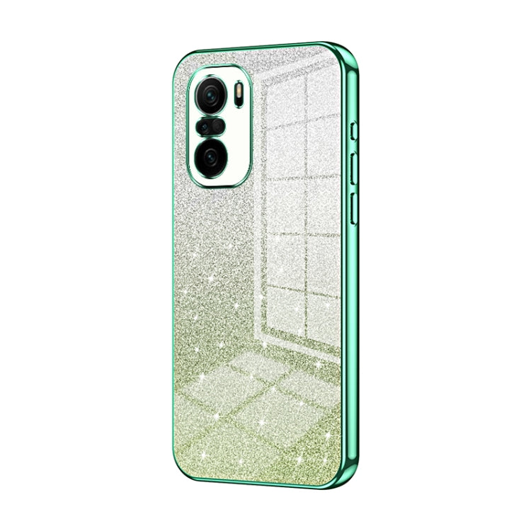 For Xiaomi Redmi K40 / K40 Pro / K40 Pro+ Gradient Glitter Powder Electroplated Phone Case(Green) - Xiaomi Cases by buy2fix | Online Shopping UK | buy2fix