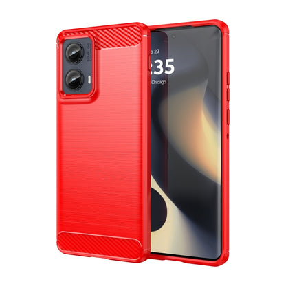 For Motorola Edge 2024 Brushed Texture Carbon Fiber TPU Phone Case(Red) - Motorola Cases by buy2fix | Online Shopping UK | buy2fix