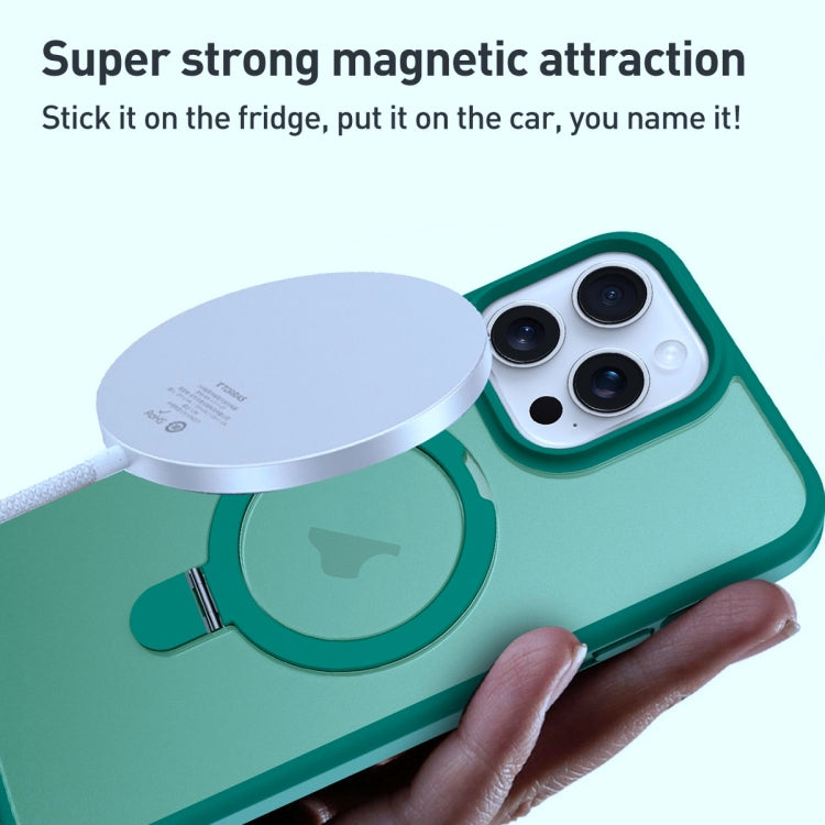 For iPhone 14 Plus MagSafe Magnetic Holder Phone Case(Dark Green) - iPhone 14 Plus Cases by buy2fix | Online Shopping UK | buy2fix