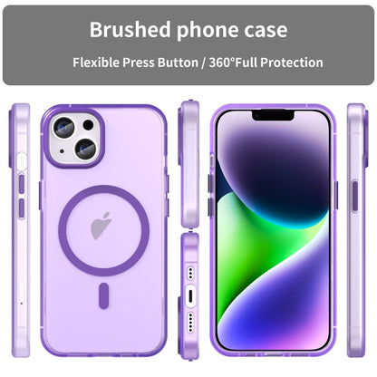 For iPhone 14 MagSafe Frosted Translucent TPU + PC Full Coverage Phone Case(Dark Purple) - iPhone 14 Cases by buy2fix | Online Shopping UK | buy2fix