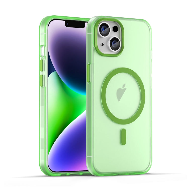 For iPhone 14 MagSafe Frosted Translucent TPU + PC Full Coverage Phone Case(Green) - iPhone 14 Cases by buy2fix | Online Shopping UK | buy2fix