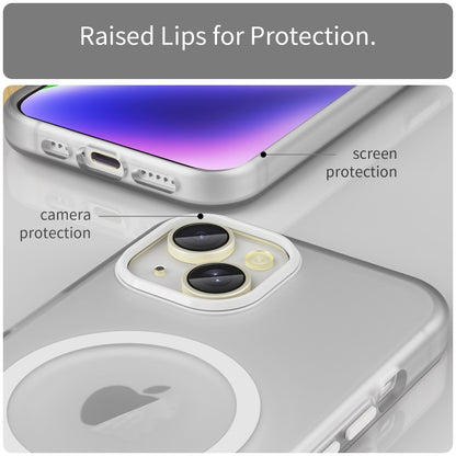 For iPhone 16 Plus MagSafe Frosted Translucent TPU + PC Full Coverage Phone Case(White) - iPhone 16 Plus Cases by buy2fix | Online Shopping UK | buy2fix